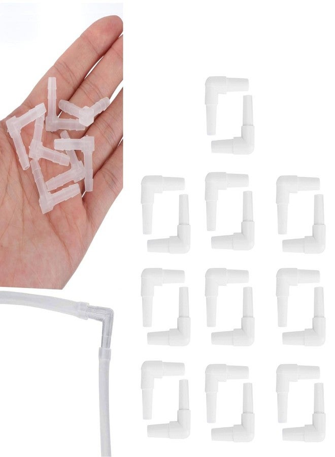 VAYINATO® 20Pcs (White) L-Shaped Plastic Aquarium Tubing Connectors, Aquarium Air Tube Bend Head Connector | Air Tubing Pipe Joint Connector Adapter Air Pump Accessories - Image 1